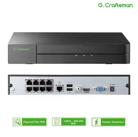 GCraftsman 8ch POE NVR,Guard viewer,GU-N8016H1S-P8,H.265,16 Channel,4K,8MP,DVR,Guard Station,APP,Rem