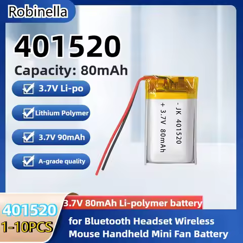 3.7V 90mAh 401520 Lithium Polymer Battery 041520 401519 401420 for Bluetooth Headset Wireless Mouse 