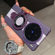 For Case Vivo X100Pro X100s Pro X100 IQOO 12 Pro Carbon Fiber Texture Magnetic Ring Holder Phone Cov
