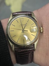 TUDOR 75205 金套 全自動 K金狗牙圈 34mm錶面 膠鏡 送靚皮帶 代用扣 平到笑😂 $6900