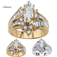 Women Fashion Irregular Marquise Cut Cubic Zirconia Inlaid Ring Jewelry Gift