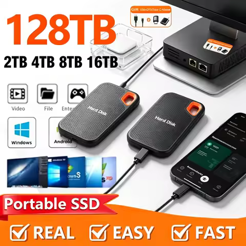 Slim Portable External SSD 128TB Hard Disk High Speed 4TB for Notebook Computer Reliable Storage Dev