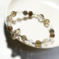 神木之森-原礦閃靈鑽.茶晶.黑金太陽石-純銀設計款