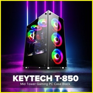 ♂ ✉ ✼ Keytech T850 Mid Tower Gaming PC Case Black, T850 Mid Tower Gaming Case, Tempered Glass Side