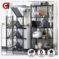 3-4-5 Layer Folding Kitchen Supplies Racks Installation-free Foldable Steel  Shelf Racks With Wheels