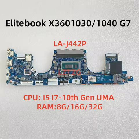 LA-J442P For HP Elitebook X360 1030 1040 G7 Laptop Motherboard I5 I7-10th Gen 8G/16G/32G UMA 100% Te