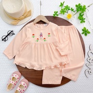 SK Embroidered long linen set (form has been sewn to deduct) made of double-skin linen, cool and abs