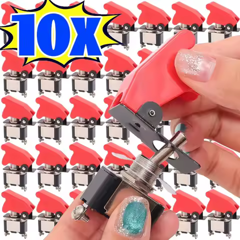 Bakelite Toggle Switch KN3A-101 Red Safety Hood Cover 2 Pin ON OFF SPST Marine Boat Truck Car Automo