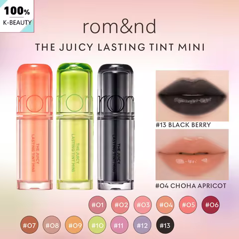 rom&nd THE JUICY LASTING TINT MINI,Juicy Glossy Texture,Lightweight Non-Sticky,Portable Design,Glamo