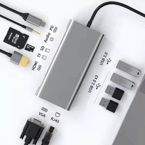 4K 30Hz USB C Docking Station Type C to HDMI-compatible VGA RJ45 Adapter USB 3.0 HUB Splitter For La