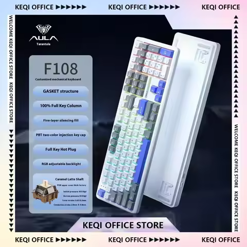 AULA F108 Mechanical Keyboard Tri Mode Bluetooth 108key Gasket Hot Plug RGB Wireless Game Customized