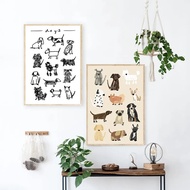 Canvas Painting Black And White Animal Dog Race Dog Children's Drawing Dog Lover Living Room Bedroom