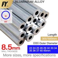 FUYI aluminum tube 8.5mm wall thickness pipe OD 22-45mm Straight 300mm 500mm length High Quality 22 24 25 26 29 32 33 34 35 36 37 40 45mm outer diameter aluminum tubing pipe