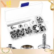 nancy24 Set Boat Canvas Snaps Kit Tool 74 Pcs Stainless Steel Screw Boat Cover Snaps Metal Snaps 3/8