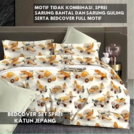 KATUN Bedcover Set Sprei Set Japanese Cotton Osaze Size 140x200 Queen 160x200 King 180x200 Extra Kin
