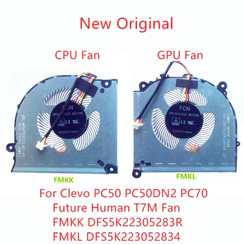 New Original Laptop CPU Cooling Fan For Clevo PC50 PC50DN2 PC70 Future Human T7M Fan FMKK DFS5K22305