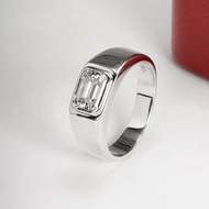 Uenjoyment 2ct D Color Moissanite Men Ring 18K Gold Plated 925 Sterling Silver Emerald Cut Moissanit