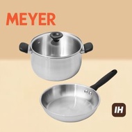 美亞 - [HKTV獨家] 不銹鋼3件廚具套裝: 24cm煎鍋 + 24cm/6.2L湯鍋 +玻璃蓋- LUNA (#71804-T_71797-T)