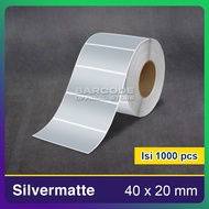 Silver Matte Label 40x20mm 40x20 Barcode Sticker 40 x 20 mm Silvermate contents 1000 Pcs