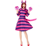 cp48.2 Alice Cat Costume Cheshire Chaser Alice's Bizarre In Wonderland
