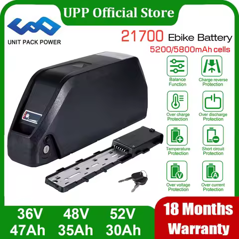 21700 Ebike Battery 36V 47Ah 48V 35Ah 52V 30Ah DownTube Electric Bicycle Lithium Pack for 2000W 1500