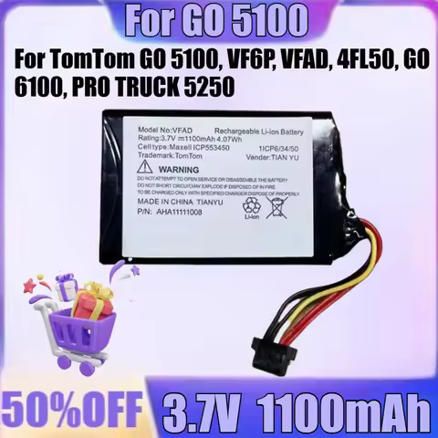 NEW for TomTom GO 5100, VF6P, VFAD, 4FL50, GO 6100, PRO TRUCK 5250, Pro 5250, Go 6200 Battery Naviga