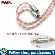 FAAEAL หูฟังสายทองแดงความบริสุทธิ์สูงเปลี่ยนหูฟังชุบทอง3.5มม.อัพเกรดหูฟังสาย2Pin 0.78มม.อัพเกรดสำหรั