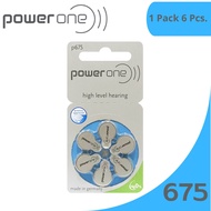 ถ่านเครื่องช่วยฟังเบอร์675  PowerOne A675 Pr44 แบตเตอรี่เครื่องช่วยฟัง ถ่านใส่หูฟัง (1แพ็ค6ก้อน)