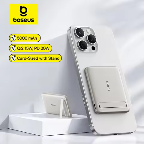 Baseus Qi2 Magnetic Power Bank With Kickstand PD 20W 5000mAh Portable Wireless Fast Charging PowerBa