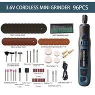 96-Piece Set Electric Grinder Set 3.6V Small Electric Grinder Lithium Battery Rechargeable Mini Poli