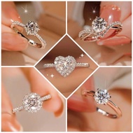 Women Adjustable Promise Ring Cincin Silver 925 Original Cincin Perak Perempuan Women Adjustable Ring Shine Diamond Rings