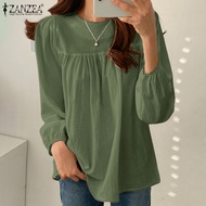 ZANZEA Women Vintage Long Sleeve Square Neck Shirt Tee Cocktail Party Tops Tunic Solid Blouse #8