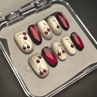 Making Cia - Cherry Red Cat Eye | Press On Nails Aesthetic | Press On Nails | Press On Nails Cat Eye