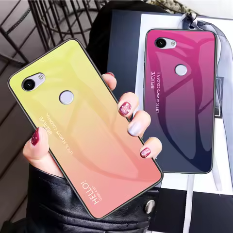 For Google Pixel 3A 3 XL Case Fashion Hard Toughened glass Gradient Protective Back Cover case For G