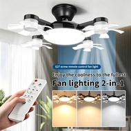 【SG Seller】2 in 1 E27 Ceiling Fan Light 60W Drone Design Remote Control Adjustable Wind Speed and Li