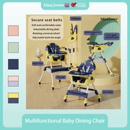 MiniJones Multifunctional Baby Dining Chair with Adjustable Back &amp; Tray Foldable High Chair