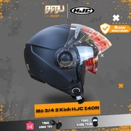 HJC I40N 3/4 Helmet with 2 Matte Black Glasses, compact street wear - Wide vision, ECE 22.06