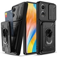 Shockproof Protector Heavy Hard Casing Case with Metal Stand and Card Slots for OPPO A5X A5 Pro A3X 
