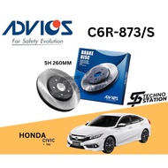 AISIN ADVICS Heavy Duty C6R-873/S Brake Disc Rotor Set Honda Civic TEA (REAR) 5H 260MM