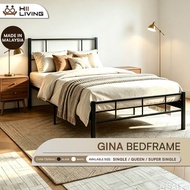 HiiLiving GINA Single Metal Bed Frame Katil White Frame Durable House Rental Airbnb Senang Pasang