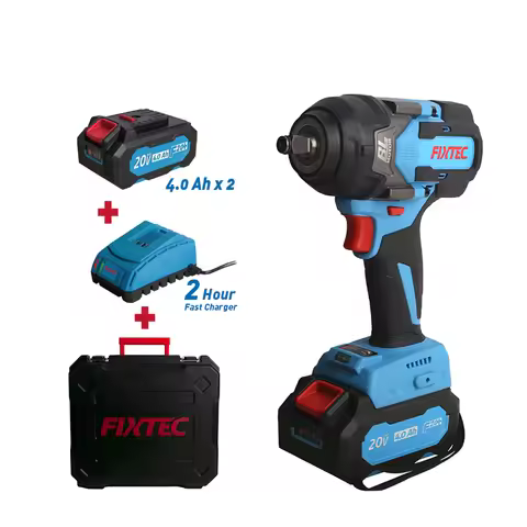 FIXTEC 20V Brushless Cordless Impact Wrench 400/600/750 Nm Electric Wrench for Heavy Duty Vehicle Re