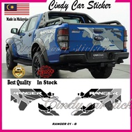 FORD RANGER 4x4 Side Lining Sticker – 12 Styles: Raptor, Wildtrak, Diablo, FX4