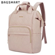 กระเป๋าเป้สะพายหลังใส่โน้ตบุ๊กความจุขนาดใหญ่ BAGSMART สำหรับผู้หญิง กระเป๋าใส่โน้ตบุ๊กขนาด 15.6 นิ้ว
