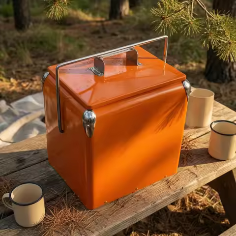 Metal Cooler Box Powder-Coated 13 L Cooler Box Ice Chest Insulated Outdoor Storage Ultra-Light for T
