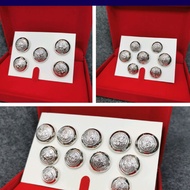 กระดุมเสื้อชุดคอแบะทองคำขาว ชุดขาว ชายหญิง แบบหลังตัน 5เม็ด/7เม็ด/11เม็ด