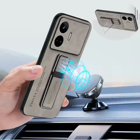 Luxury Sheepskin Magnetic Leather Holder Phone Case For Realme GT Neo5 SE Soft Protect Stand Back Co