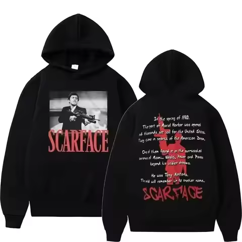 The movie "Scarface" Tony Montana graphic hoodie for men and women, casual retro hip-hop punk hoodie