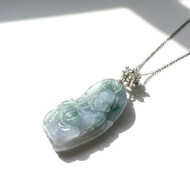 冰紫飄花翡翠彌勒佛項鍊 925純銀墜頭 | 天然緬甸玉翡翠A貨 |送禮