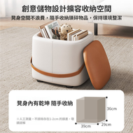 包送貨 -多功能皮革收納凳 玄關換鞋凳 床尾儲物凳 置物矮凳  PU皮儲物凳 方形大号橙色+银灰