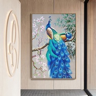 Lukisan diamond 5D DIY Gambar Burung Merak Biru Untuk Dekorasi Rumah